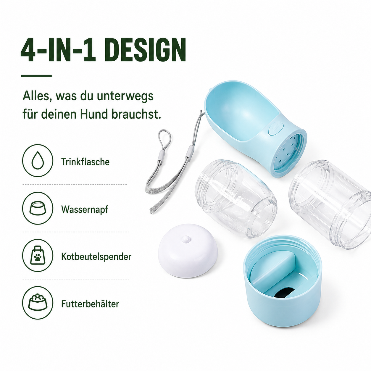 Gassi Pro™ 4-in-1 Hundetrinkflasche